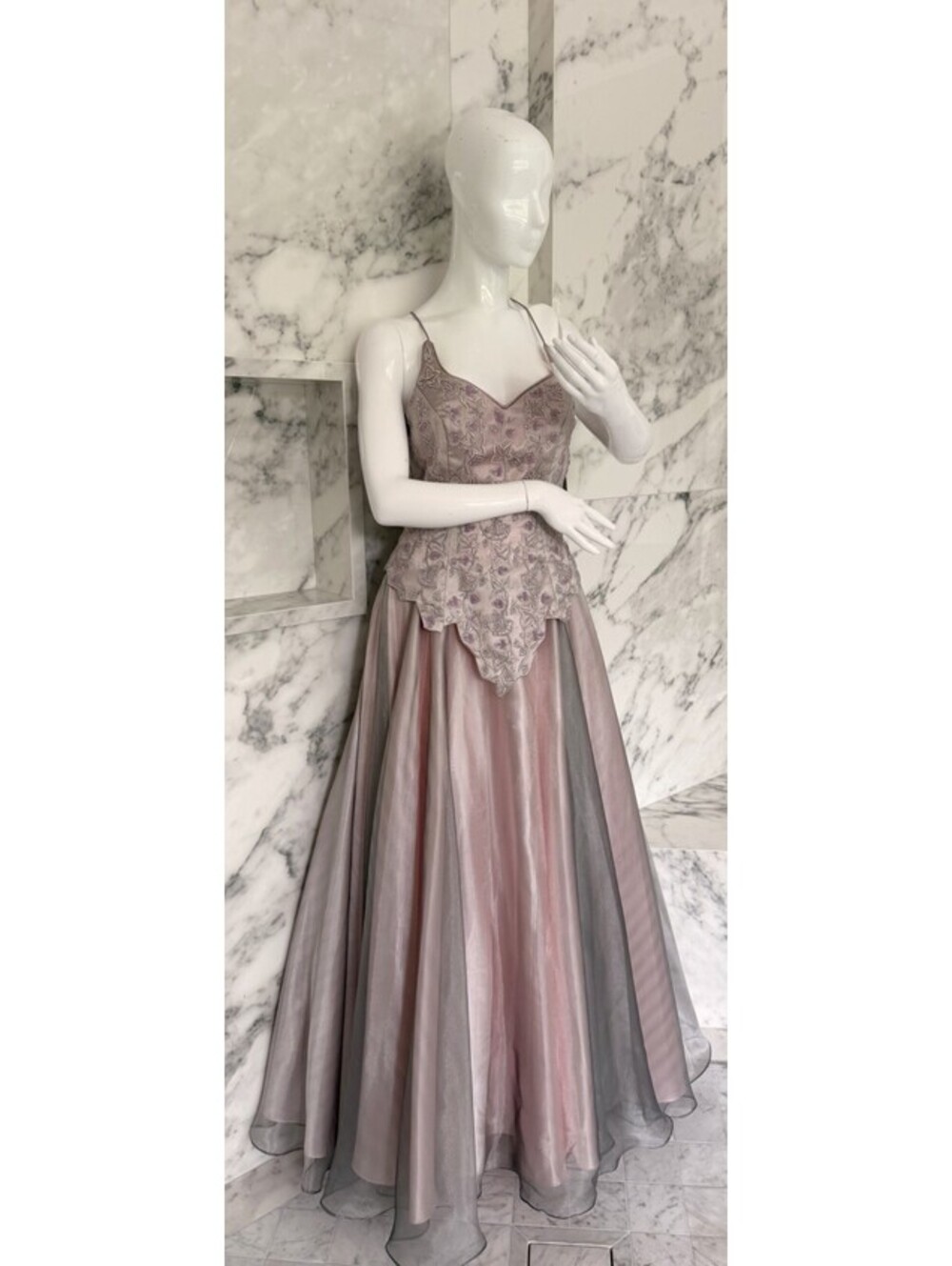 Vintage Pink Beaded Prom Dress Gown 80s Formal Ballgown Imperial Size 6 NWT